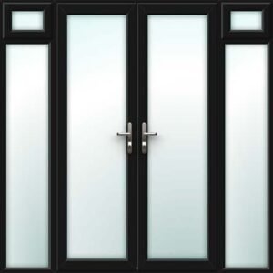 Black French Door - Set with Opening Side Sash Panels