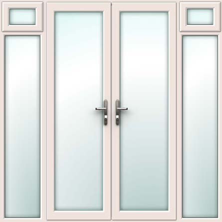 Cream French Door - Set with Opening Side Sash Panels