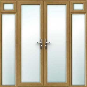 Irish Oak French Door - Set with Opening Side Sash Panels