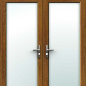 Golden Oak French Door - Set with Top Light