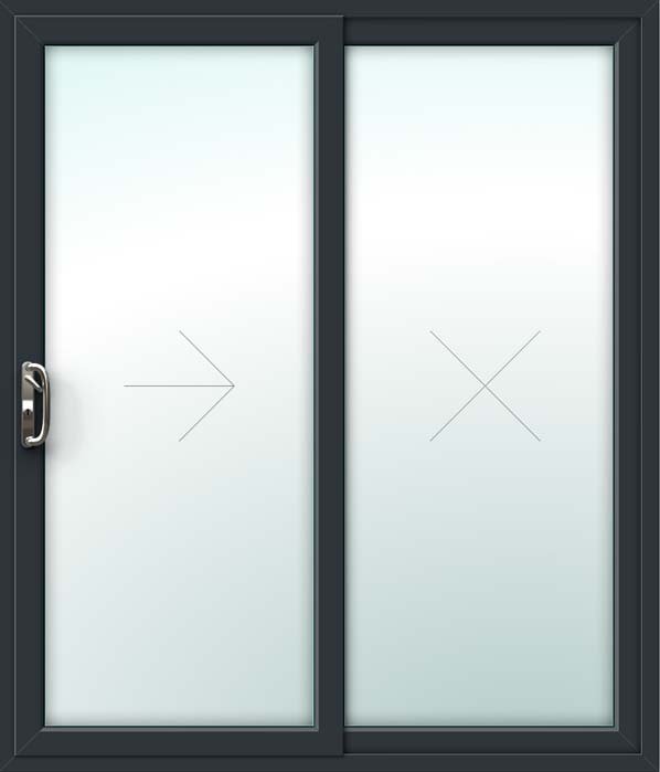 Grey uPVC Patio Door – 2 Pane Sliding Design