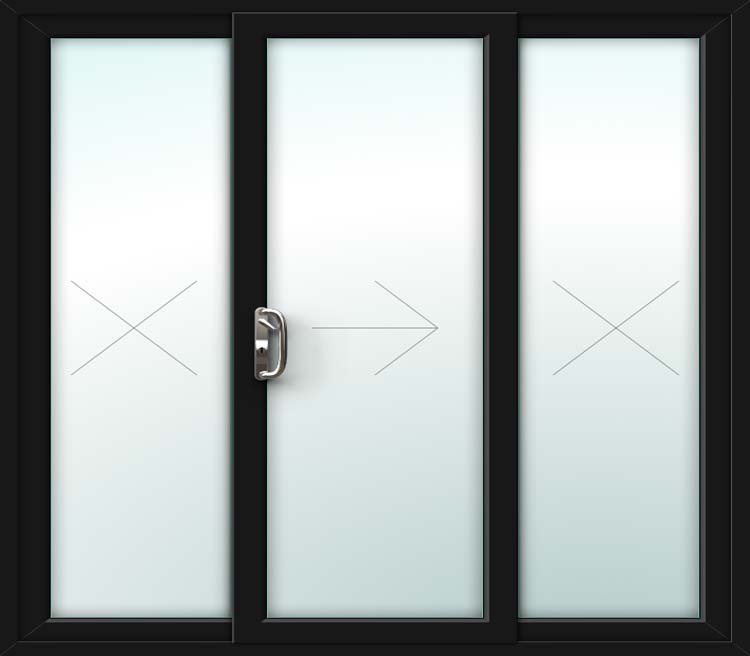 Black uPVC Patio Door – 3 Pane Sliding Design