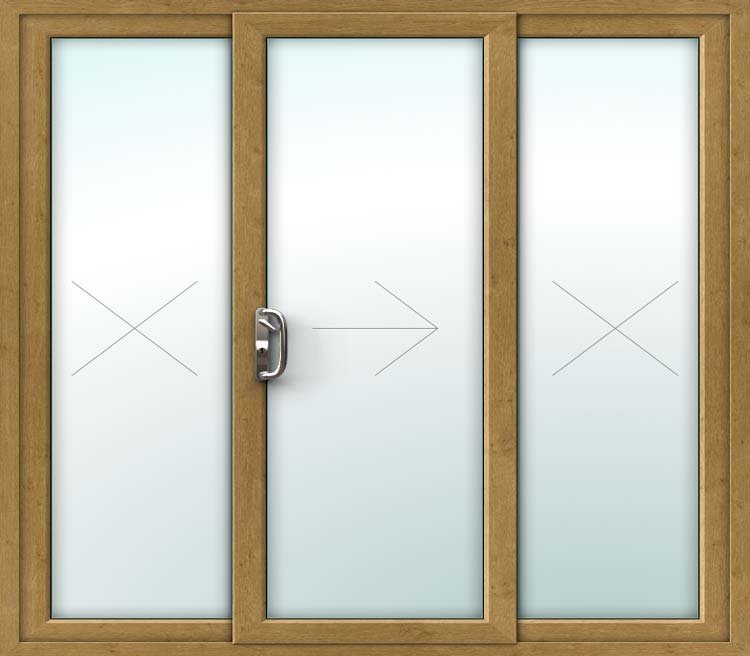 Irish Oak uPVC Patio Door – 3 Pane Sliding Design