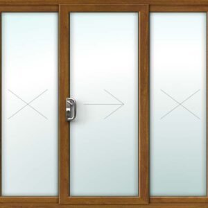 Golden Oak uPVC Patio Door – 3 Pane Sliding Design