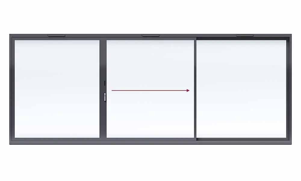 Aluminium 3-Panel Sliding Patio Door – Centre Sliding Right