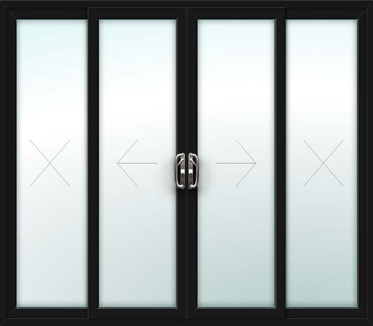 Black uPVC Patio Door – 4 Pane Sliding Design