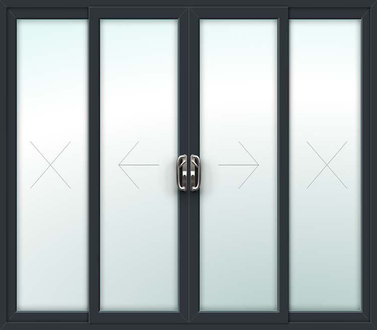 Grey uPVC Patio Door – 4 Pane Sliding Design
