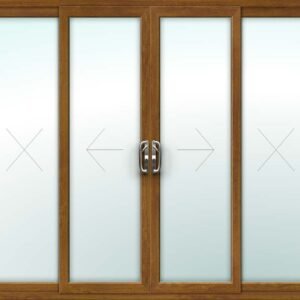 Golden Oak uPVC Patio Door – 4 Pane Sliding Design