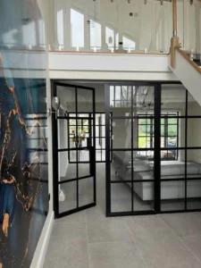 Aluminium French Glazed Internal Doors - with Side Panels & Top Light - Image 3
