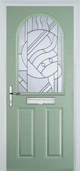Chartwell Green - Crystal Bohemia 2 Panel 1 Arch Composite Front Door