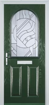 Green - Crystal Bohemia 2 Panel 1 Arch Composite Front Door