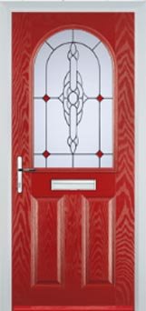 Red - Crystal Bohemia 2 Panel 1 Arch Composite Front Door