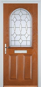 Oak - Crystal Bohemia 2 Panel 1 Arch Composite Front Door