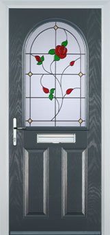 Anthracite Grey - Crystal Bohemia 2 Panel 1 Arch Composite Front Door
