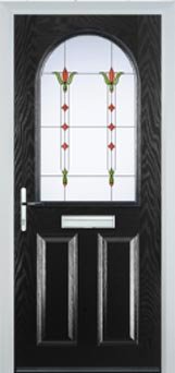 Black - Crystal Bohemia 2 Panel 1 Arch Composite Front Door