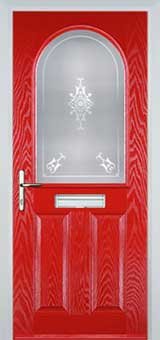 Poppy Red - Crystal Bohemia 2 Panel 1 Arch Composite Front Door