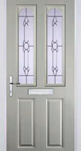 Agate Grey 2 Panel 2 Arch Crystal Bohemia Composite Front Door