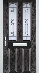 Black Brown 2 Panel 2 Arch Crystal Bohemia Composite Front Door