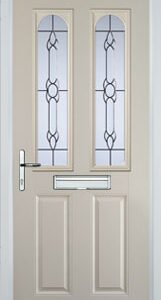 Cream 2 Panel 2 Arch Crystal Bohemia Composite Front Door