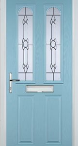 Duck Egg Blue 2 Panel 2 Arch Crystal Bohemia Composite Front Door