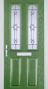 Fern Green 2 Panel 2 Arch Crystal Bohemia Composite Front Door