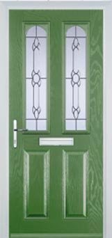 Fern Green 2 Panel 2 Arch Crystal Bohemia Composite Front Door
