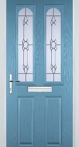 Pastel Blue 2 Panel 2 Arch Crystal Bohemia Composite Front Door