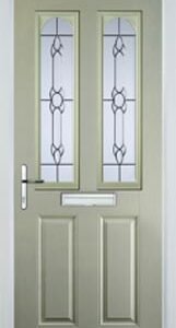 Pebble Grey 2 Panel 2 Arch Crystal Bohemia Composite Front Door