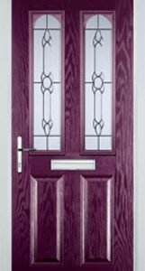 Purple Violet 2 Panel 2 Arch Crystal Bohemia Composite Front Door