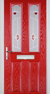 Poppy Red 2 Panel 2 Arch Murano Composite Front Door