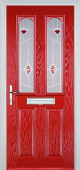 Poppy Red 2 Panel 2 Arch Murano Composite Front Door
