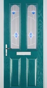 Turquoise Blue 2 Panel 2 Arch Murano Composite Front Door