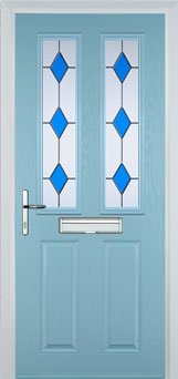 Duck Egg Blue 2 Panel 2 Square Drop Diamond Composite Front Door