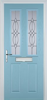 Duck Egg Blue 2 Panel 2 Square Flair Composite Front Door
