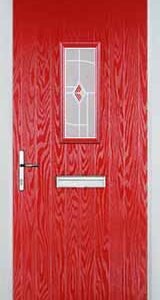 Poppy Red 1 Square Murano Composite Front Door