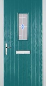 Turquoise Blue 1 Square Murano Composite Front Door