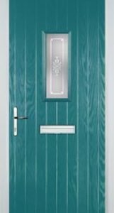Turquoise Blue 1 Square Staxton Composite Front Door