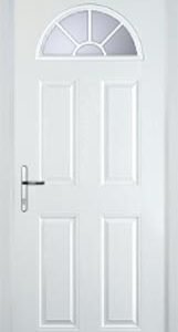 White 4 Panel Sunburst Glazed Composite Back Door