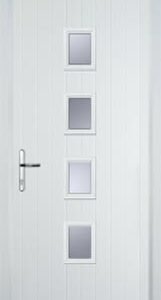 White 4 Square Centre Glazed Composite Back Door