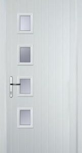White 4 Square Offset Glazed Composite Back Door