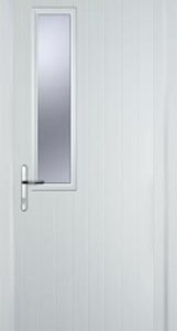 White Mid Square Offset Glazed Composite Back Door