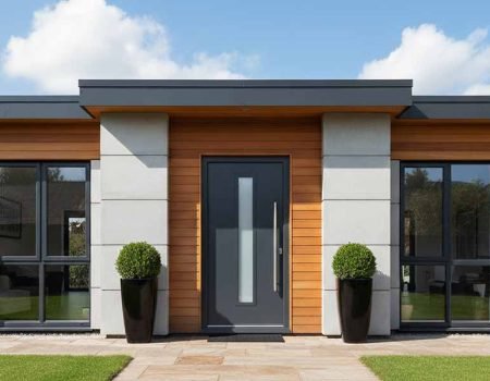 smooth composite door in grey